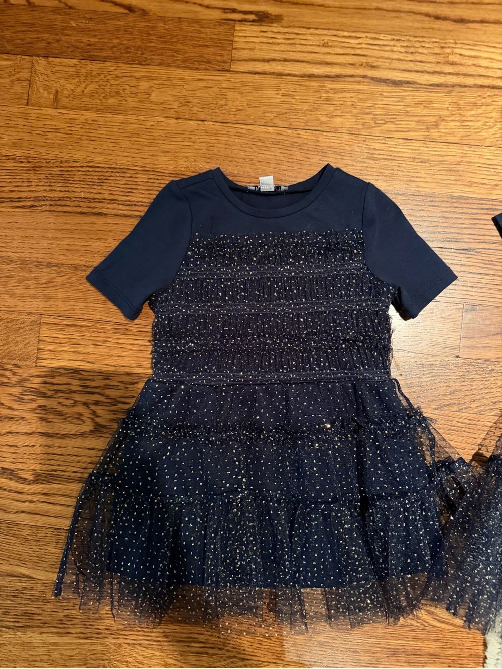 Crewcuts Navy Tee with Gold Glitter Accent